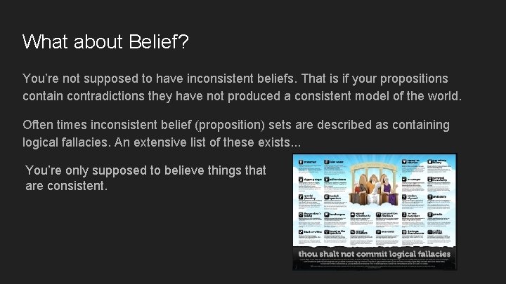 What about Belief? You’re not supposed to have inconsistent beliefs. That is if your