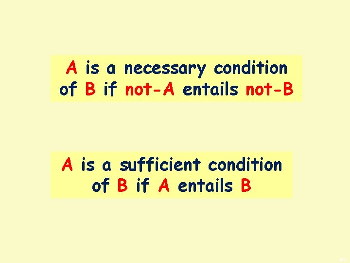 A is a necessary condition of B if not-A entails not-B A is a