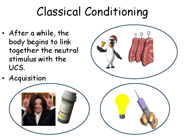 Classical Conditioning • After a while, the body begins to link together the neutral