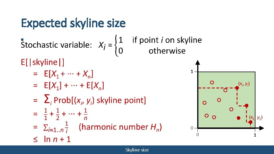 Expected skyline size § 1 (xi, yi) (x 1, y 1) 0 0 Skyline