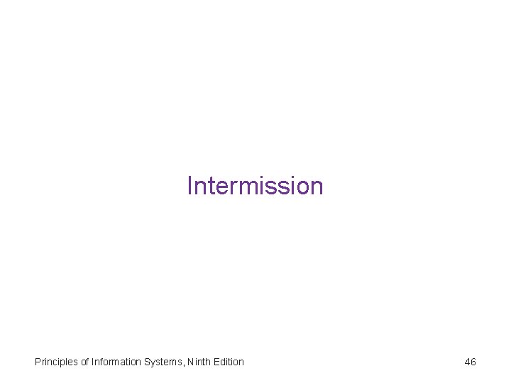 Intermission Principles of Information Systems, Ninth Edition 46 