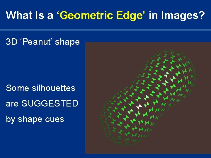 What Is a ‘Geometric Edge’ in Images? 3 D ‘Peanut’ shape Some silhouettes are