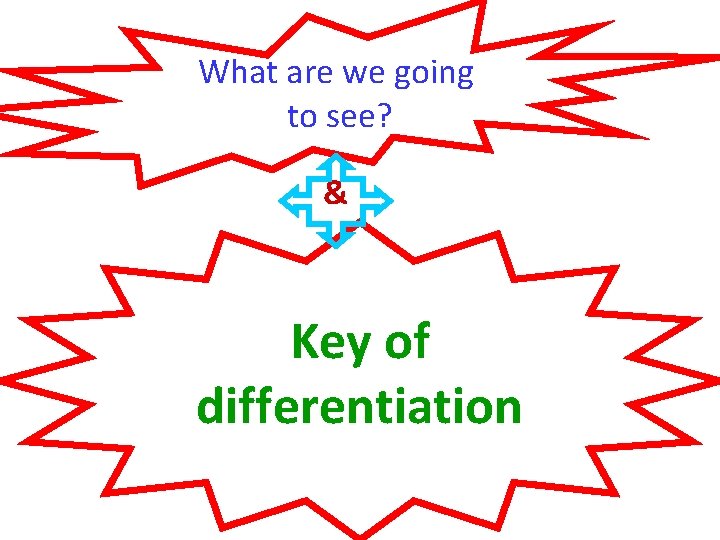 What are we going to see? & Key of differentiation What are we going to see? & Key of differentiation