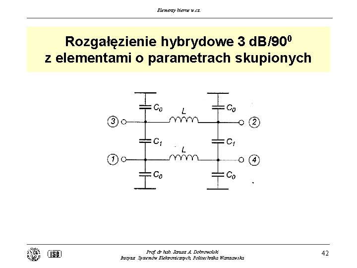 Elementy bierne w. cz. Rozgałęzienie hybrydowe 3 d. B/900 z elementami o parametrach skupionych