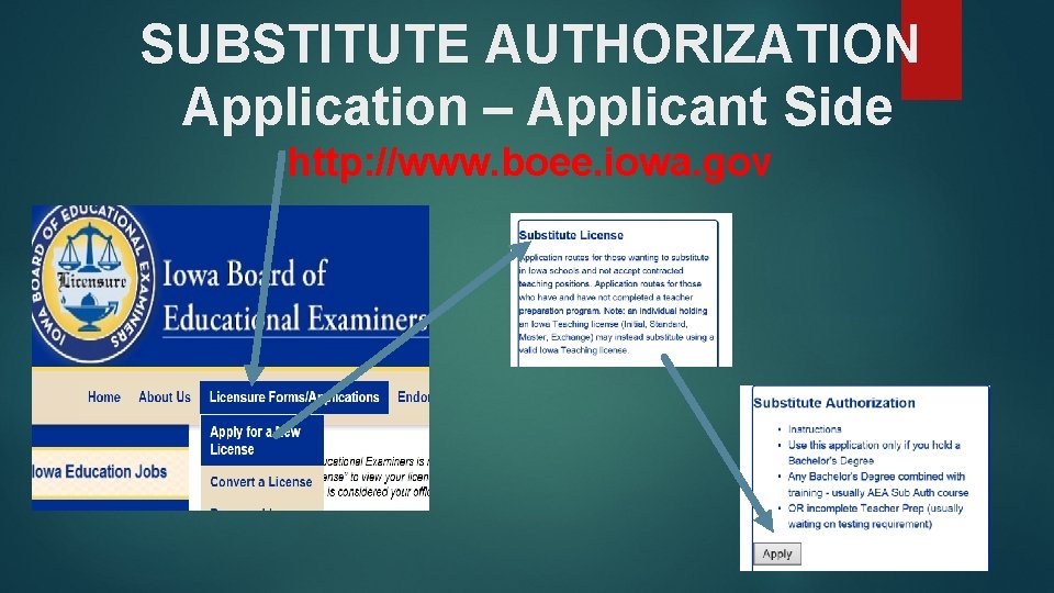 SUBSTITUTE AUTHORIZATION Application – Applicant Side http: //www. boee. iowa. gov 