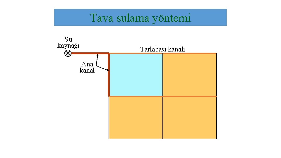 Tava sulama yöntemi Su kaynağı Tarlabaşı kanalı Ana kanal 