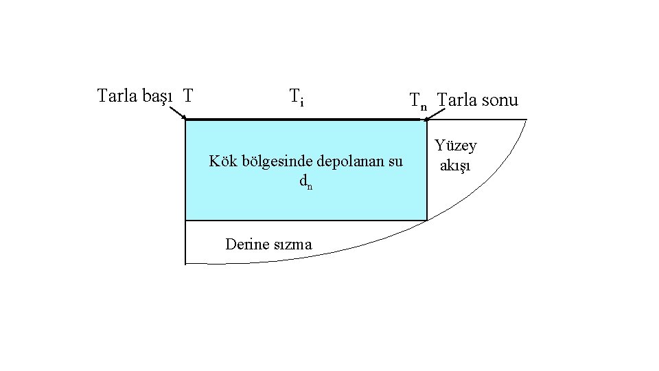 Tarla başı T Ti Kök bölgesinde depolanan su dn Derine sızma Tn Tarla sonu