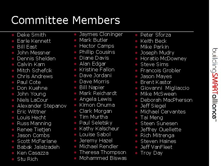 Committee Members • • • • • • Deke Smith Earle Kennett Bill East