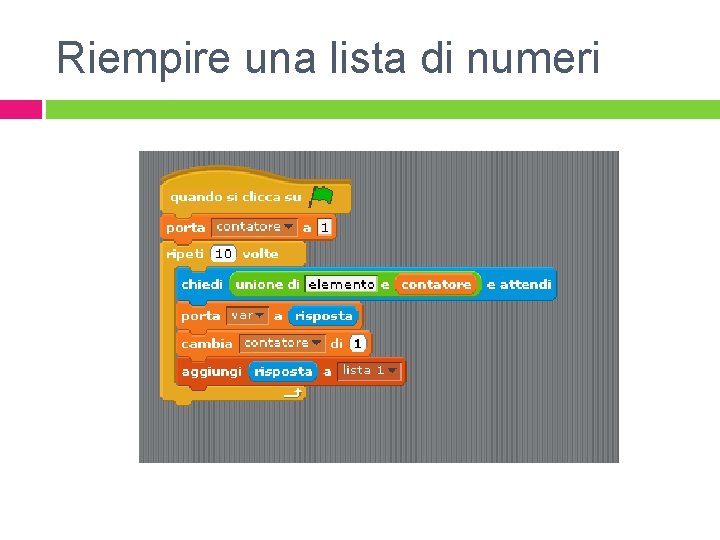 Riempire una lista di numeri 