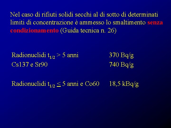 Nel caso di rifiuti solidi secchi al di sotto di determinati limiti di concentrazione