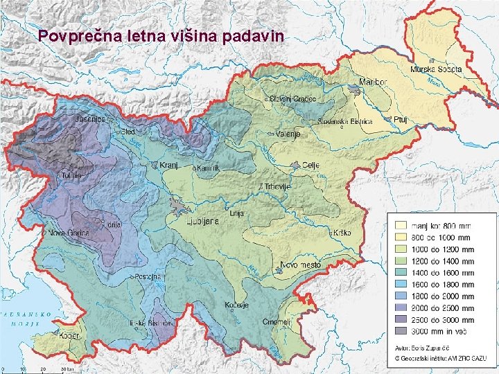 Povprečna letna višina padavin 
