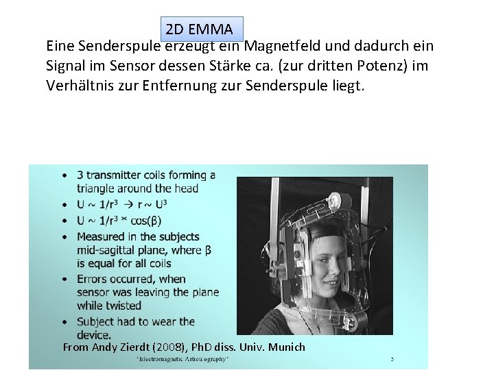 2 D EMMA Eine Senderspule erzeugt ein Magnetfeld und dadurch ein Signal im Sensor