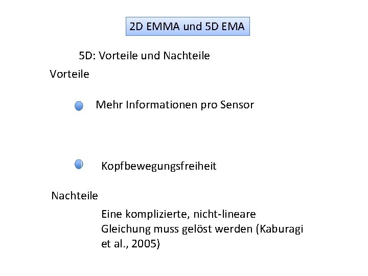 2 D EMMA und 5 D EMA 5 D: Vorteile und Nachteile Vorteile Mehr