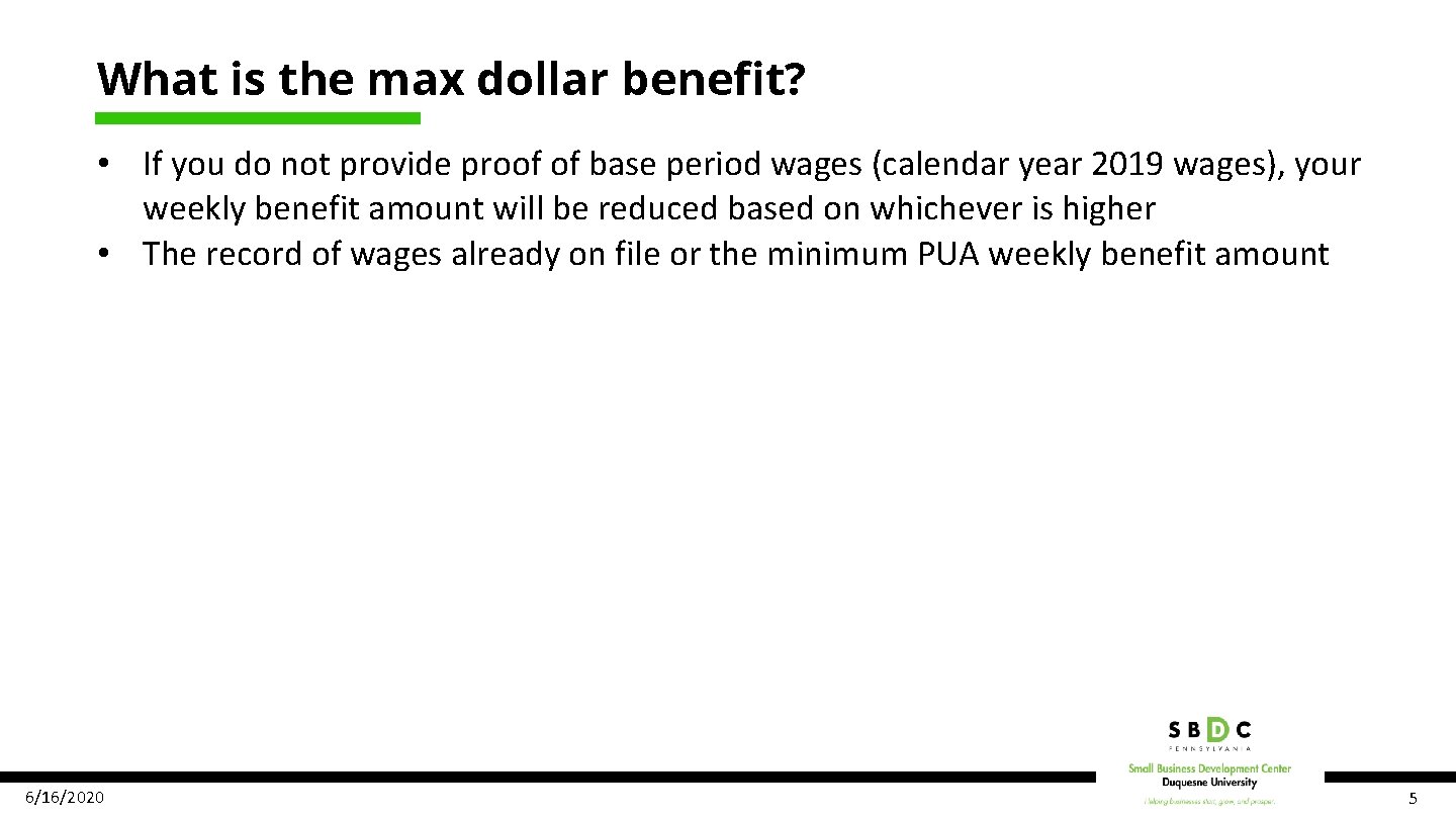 What is the max dollar benefit? • If you do not provide proof of