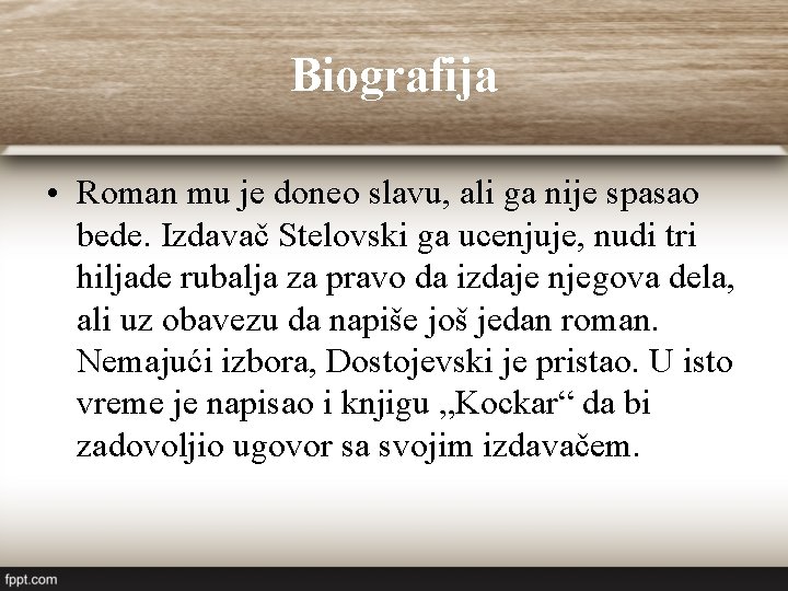 Biografija • Roman mu je doneo slavu, ali ga nije spasao bede. Izdavač Stelovski Biografija • Roman mu je doneo slavu, ali ga nije spasao bede. Izdavač Stelovski