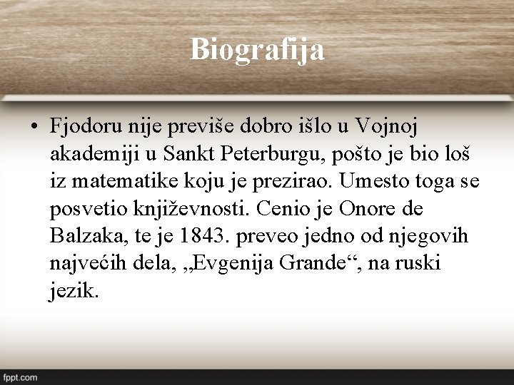 Biografija • Fjodoru nije previše dobro išlo u Vojnoj akademiji u Sankt Peterburgu, pošto Biografija • Fjodoru nije previše dobro išlo u Vojnoj akademiji u Sankt Peterburgu, pošto