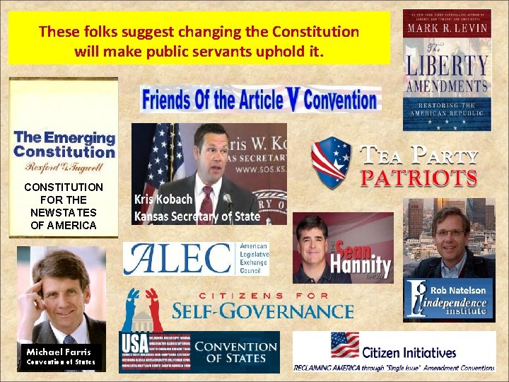 These folks suggest changing the Constitution will make public servants uphold it. CONSTITUTION FOR