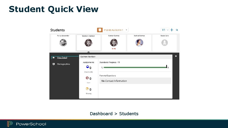 Student Quick View Dashboard > Students 