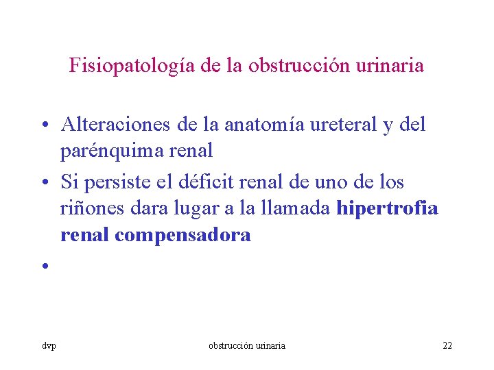 Fisiopatología de la obstrucción urinaria • Alteraciones de la anatomía ureteral y del parénquima