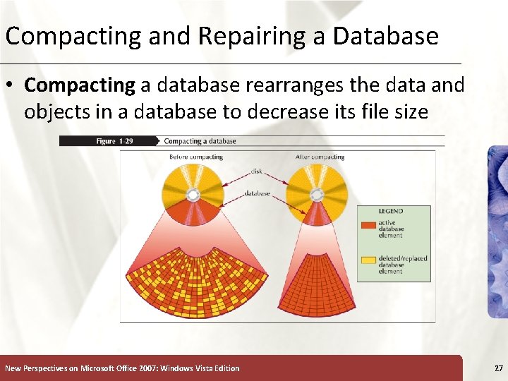 Compacting and Repairing a Database • Compacting a database rearranges the data and objects Compacting and Repairing a Database • Compacting a database rearranges the data and objects