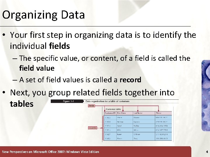 Organizing Data • Your first step in organizing data is to identify the individual Organizing Data • Your first step in organizing data is to identify the individual