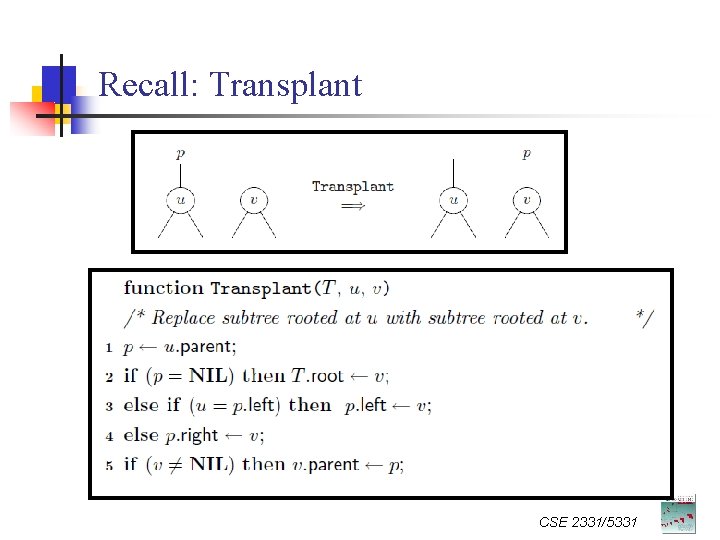 Recall: Transplant CSE 2331/5331 
