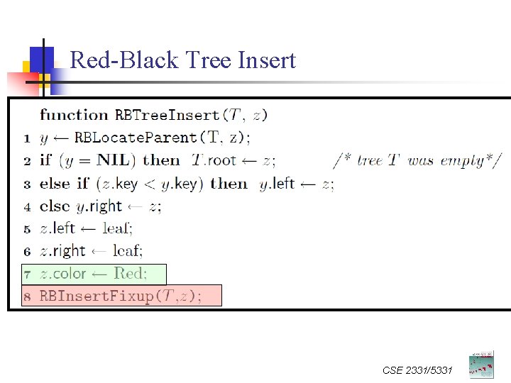 Red-Black Tree Insert CSE 2331/5331 