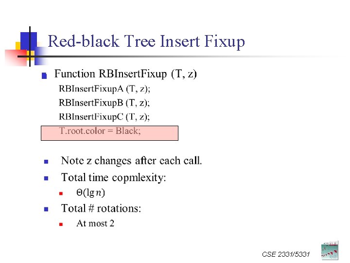 Red-black Tree Insert Fixup n CSE 2331/5331 