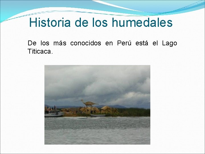 Historia de los humedales De los más conocidos en Perú está el Lago Titicaca.