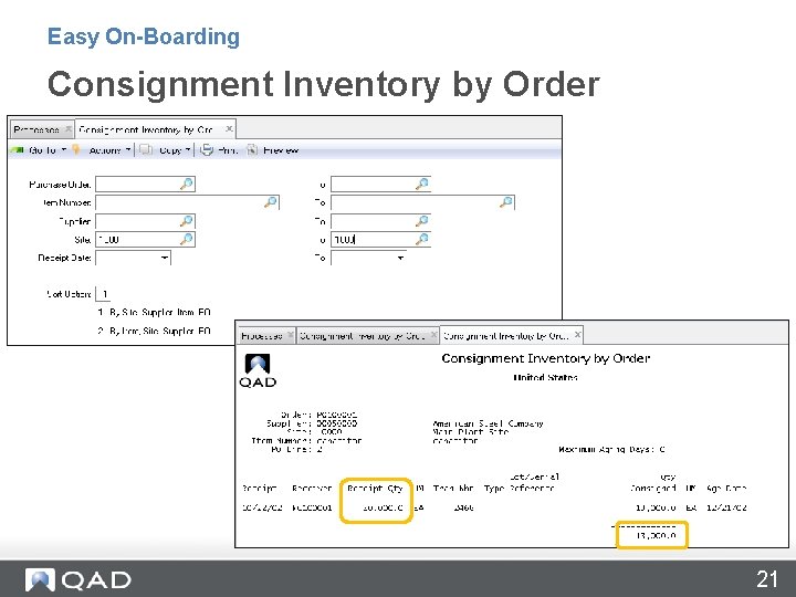 Easy On-Boarding Consignment Inventory by Order 21 