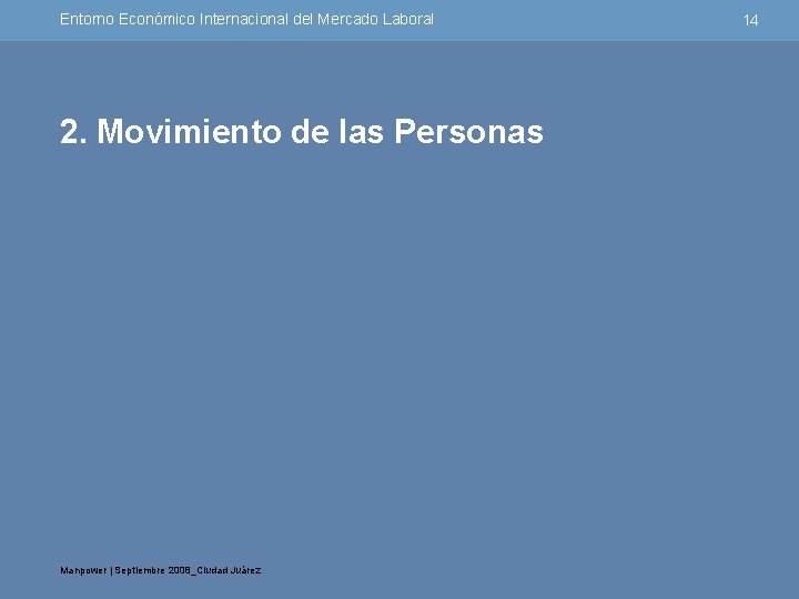 Entorno Económico Internacional del Mercado Laboral 2. Movimiento de las Personas Manpower | Septiembre