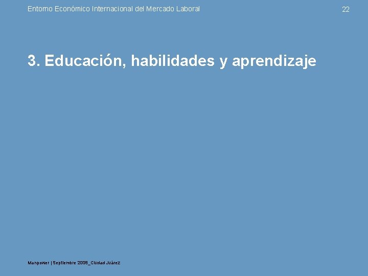 Entorno Económico Internacional del Mercado Laboral 3. Educación, habilidades y aprendizaje Manpower | Septiembre