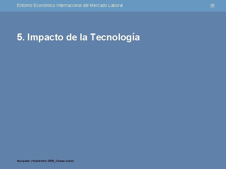 Entorno Económico Internacional del Mercado Laboral 5. Impacto de la Tecnología Manpower | Septiembre