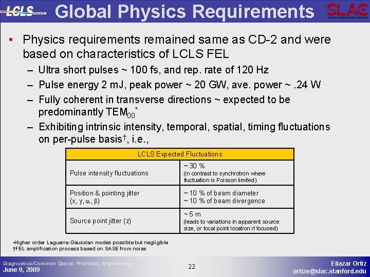 Global Physics Requirements • Physics requirements remained same as CD-2 and were based on