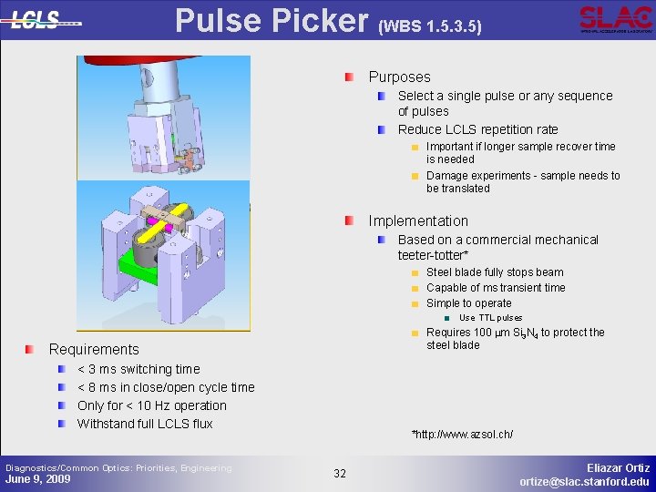 Pulse Picker (WBS 1. 5. 3. 5) Purposes Select a single pulse or any