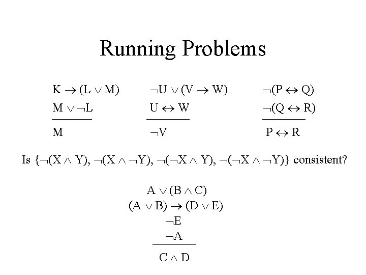 Running Problems K (L M) M L U (V W) U W (P Q)