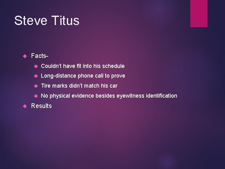 Steve Titus Facts Couldn’t have fit into his schedule Long-distance phone call to prove