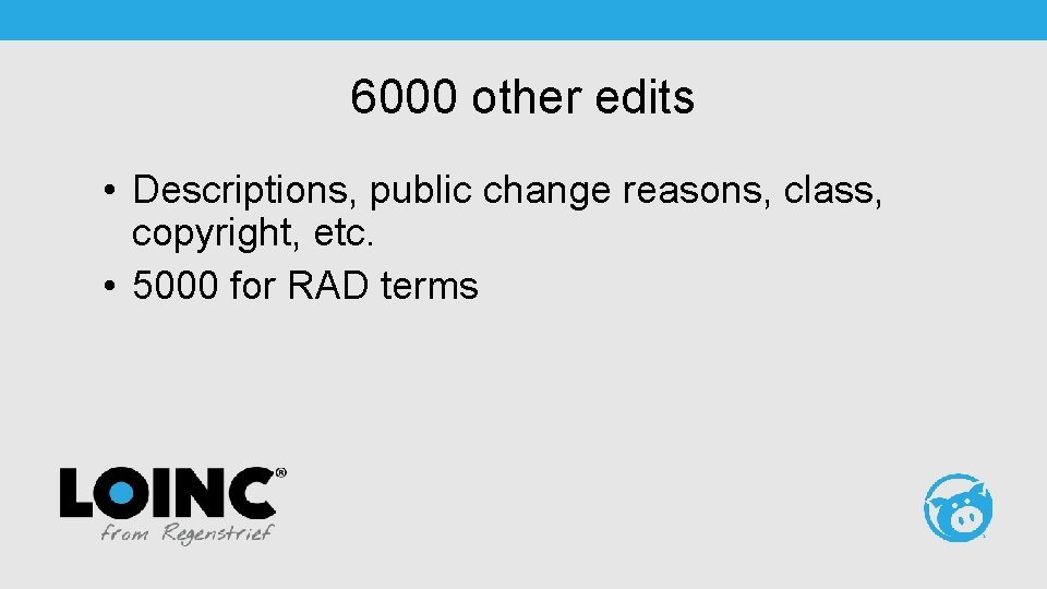 6000 other edits • Descriptions, public change reasons, class, copyright, etc. • 5000 for