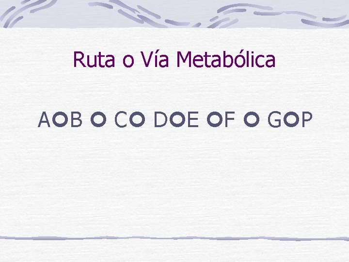 Ruta o Vía Metabólica A B C D E F G P 