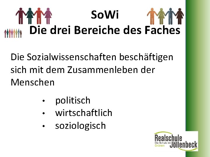 So. Wi Die drei Bereiche des Faches Die Sozialwissenschaften beschäftigen sich mit dem Zusammenleben