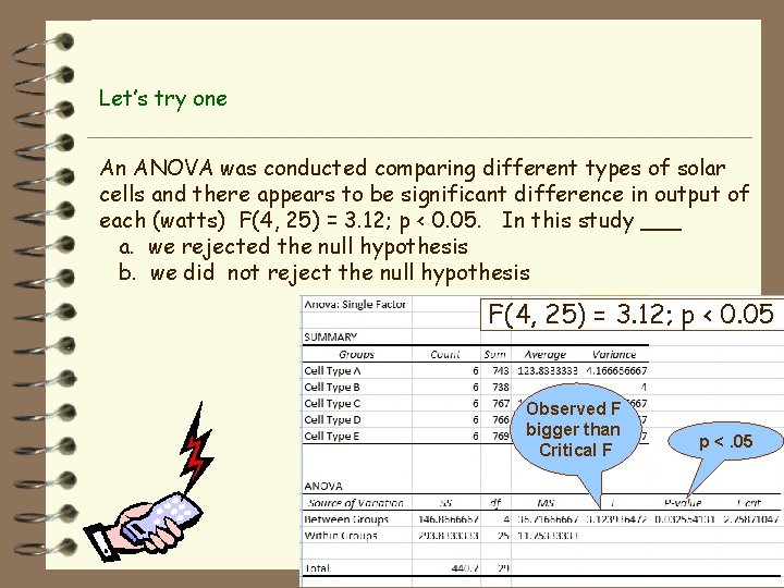 Let’s try one An ANOVA was conducted comparing different types of solar cells and