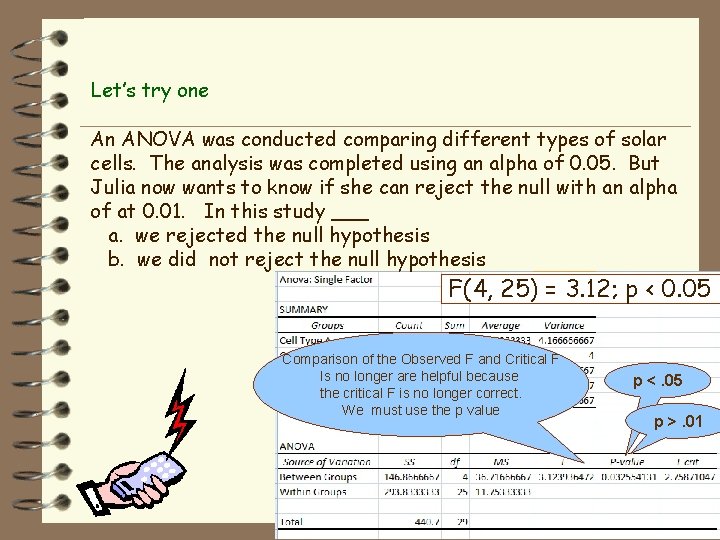Let’s try one An ANOVA was conducted comparing different types of solar cells. The