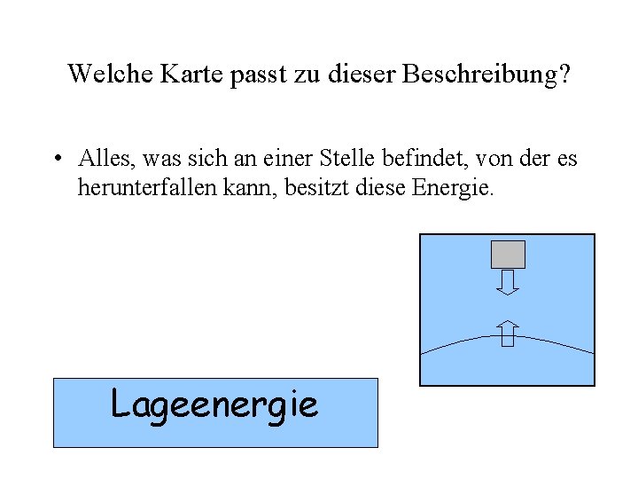 Welche Karte passt zu dieser Beschreibung? • Alles, was sich an einer Stelle befindet,