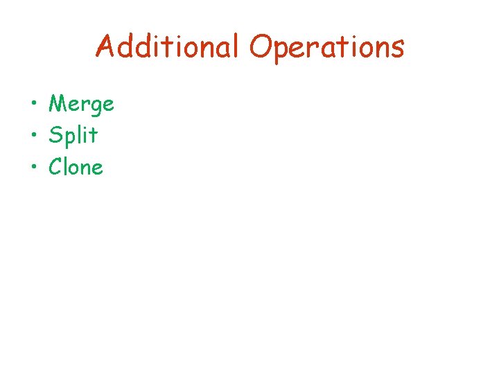 Additional Operations • Merge • Split • Clone 