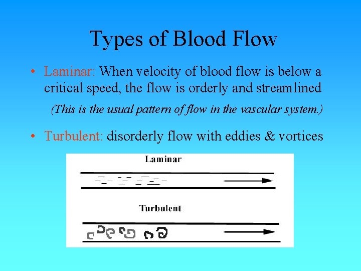 Types of Blood Flow • Laminar: When velocity of blood flow is below a Types of Blood Flow • Laminar: When velocity of blood flow is below a