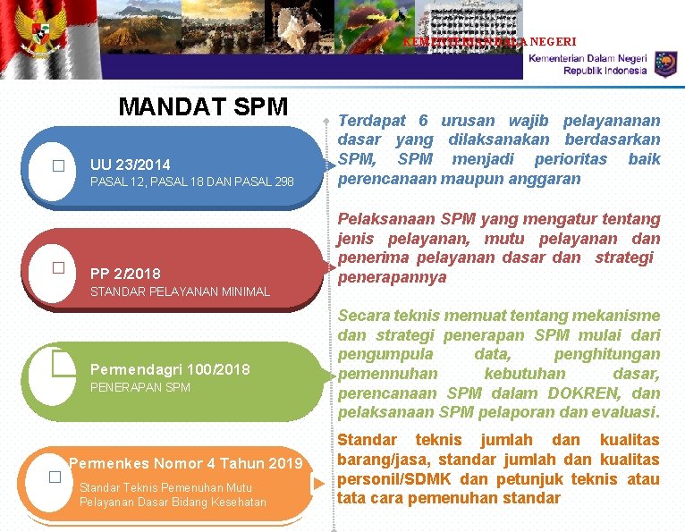 KEMENTERIAN DALA NEGERI MANDAT SPM � � PASAL 12, PASAL 18 DAN PASAL 298