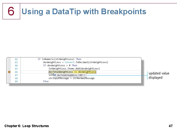 6 Using a Data. Tip with Breakpoints Chapter 6: Loop Structures 47 6 Using a Data. Tip with Breakpoints Chapter 6: Loop Structures 47