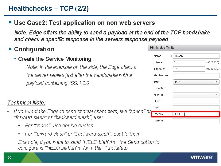 Healthchecks – TCP (2/2) § Use Case 2: Test application on non web servers