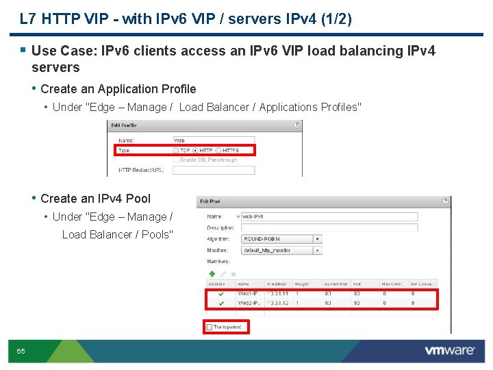 L 7 HTTP VIP - with IPv 6 VIP / servers IPv 4 (1/2)