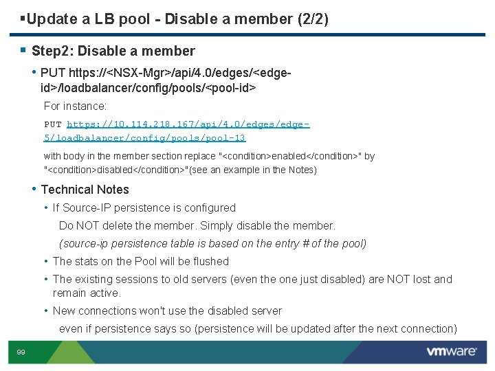 §Update a LB pool - Disable a member (2/2) § Step 2: Disable a